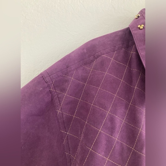 Vintage 100% Silk Purple Beaded Zip Up Jacket Long Sleeve by Atlantic Beach - Picture 5 of 12